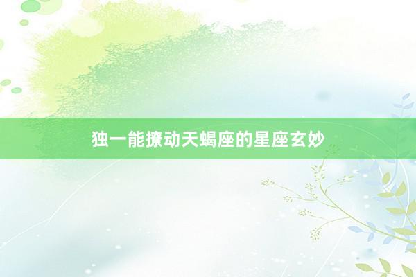 独一能撩动天蝎座的星座玄妙